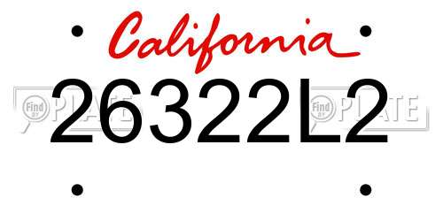 26322L2 California License Plate