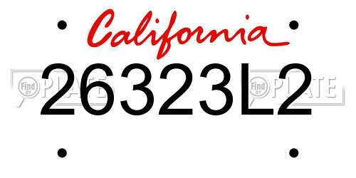 26323L2 California License Plate