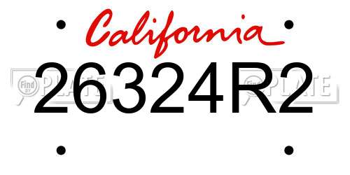 26324R2 California License Plate