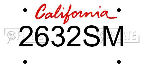 2632SM California License Plate