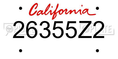 26355Z2 California License Plate