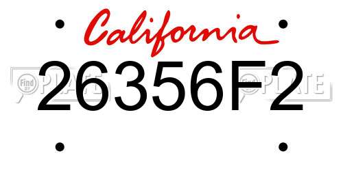 26356F2 California License Plate