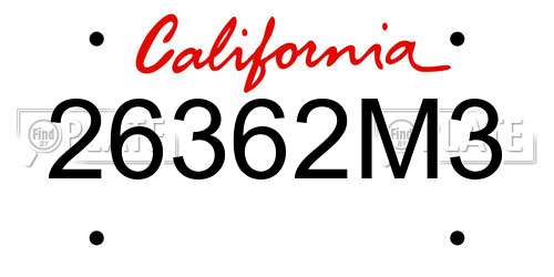 26362M3 California License Plate