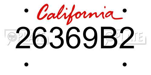 26369B2 California License Plate