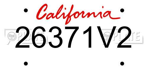 26371V2 California License Plate