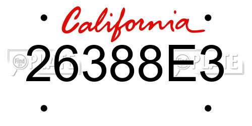26388E3 California License Plate