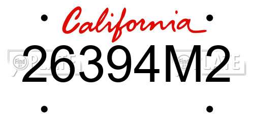 26394M2 California License Plate