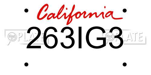 263IG3 California License Plate