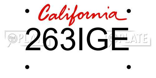 263IGE California License Plate