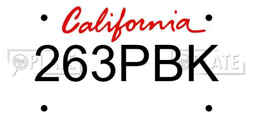 263PBK California License Plate
