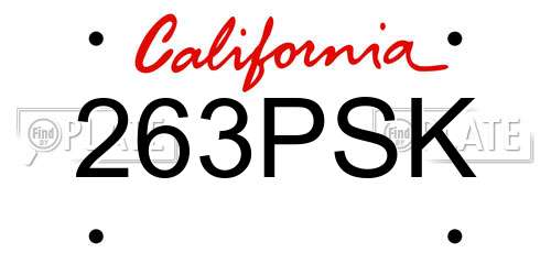 263PSK California License Plate
