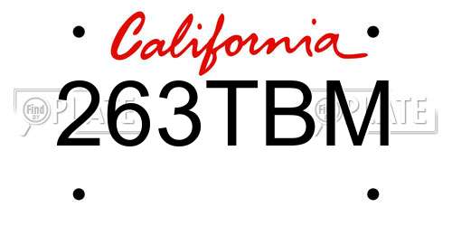 263TBM California License Plate