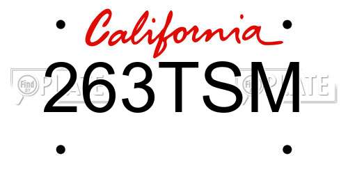 263TSM California License Plate