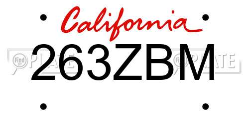 263ZBM California License Plate