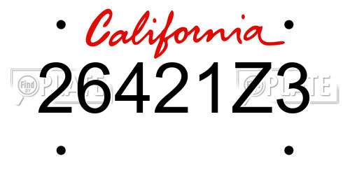 26421Z3 California License Plate