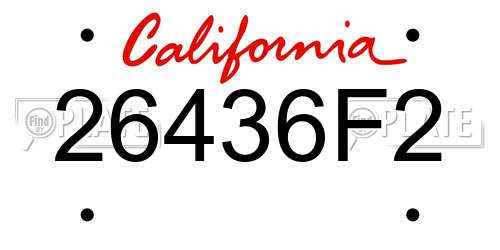 26436F2 California License Plate