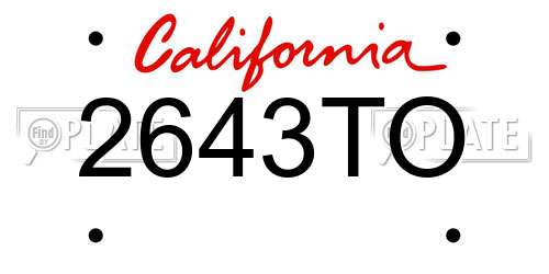 2643TO California License Plate