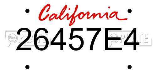 26457E4 California License Plate