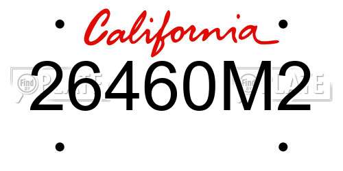 26460M2 California License Plate