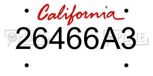 26466A3 California License Plate