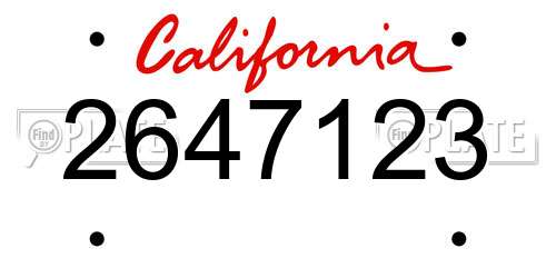 2647123 California License Plate