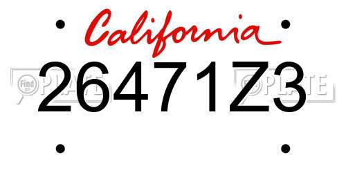 26471Z3 California License Plate