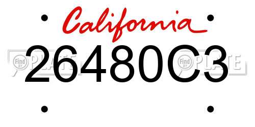 26480C3 California License Plate