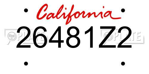 26481Z2 California License Plate