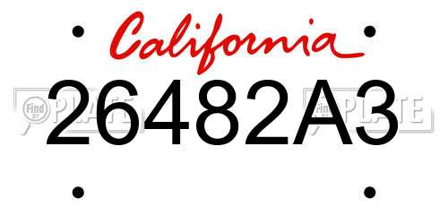 26482A3 California License Plate