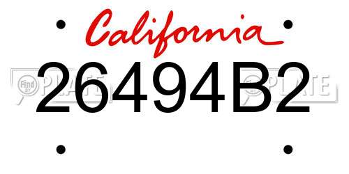 26494B2 California License Plate