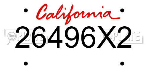 26496X2 California License Plate
