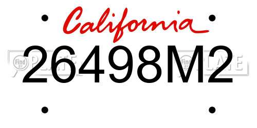 26498M2 California License Plate