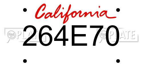 264E70 California License Plate