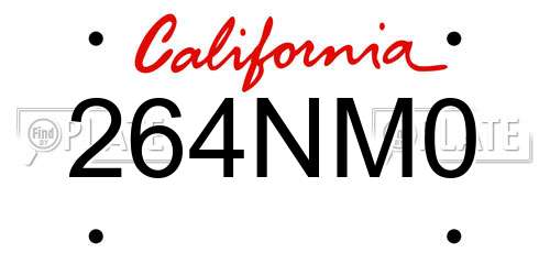 264NM0 California License Plate