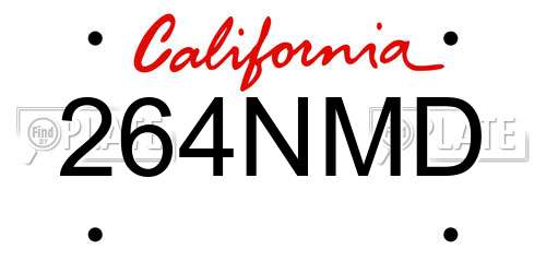 264NMD California License Plate