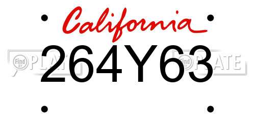 264Y63 California License Plate