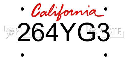 264YG3 California License Plate