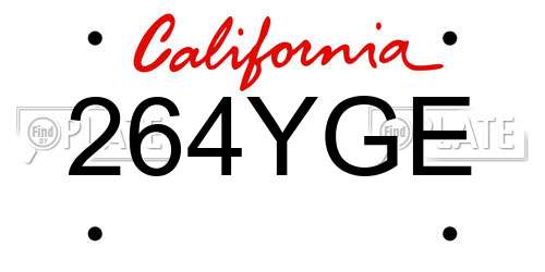 264YGE California License Plate
