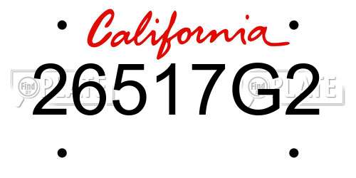 26517G2 California License Plate