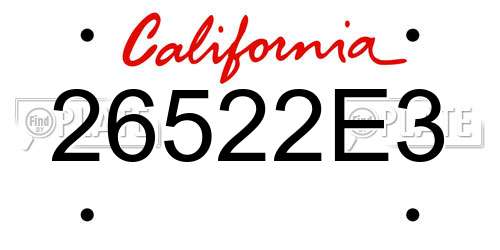 26522E3 California License Plate