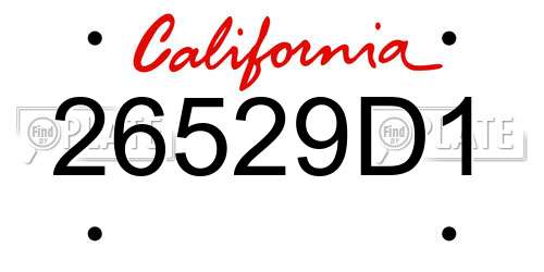 26529D1 California License Plate