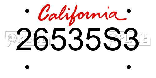 26535S3 California License Plate