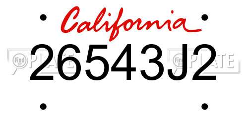 26543J2 California License Plate