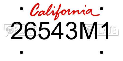 26543M1 California License Plate