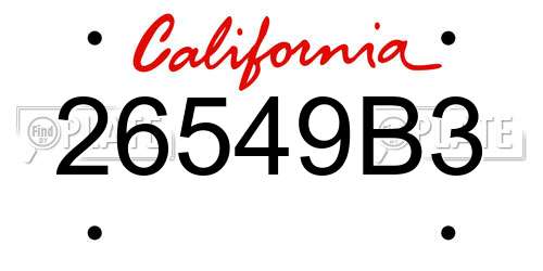 26549B3 California License Plate