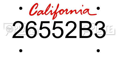 26552B3 California License Plate