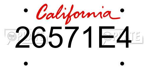 26571E4 California License Plate
