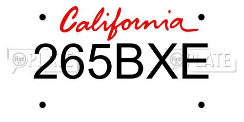 265BXE California License Plate