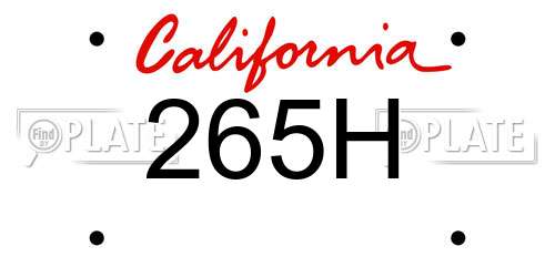 265H California License Plate