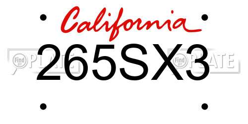 265SX3 California License Plate